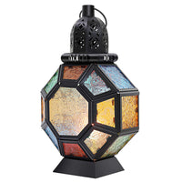 2 x RAW Customer Returns Lewondr Lantern Candle Holder, Moroccan Style Metal Lantern Decorative Lanterns with Handle 24 Pieces Stained Glass Decorative Candle Holder Garden Lantern for Home Outdoor Christmas Ramadan - Colorful - RRP €47.98