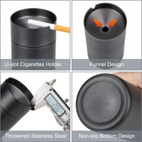 1 x RAW Customer Returns HONZUEN Ashtray with Lid, Windproof Ashtray Stainless Steel for Outdoors Portable Smokeless Storm Ashtray Table Ashtray Smokeless Ashtray Outdoor Ashtray for Garden Outside Car, Black - RRP €18.99