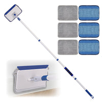 1 x RAW Customer Returns Qaestfy Wall Cleaner Tile Cleaner Device Tile Wiper with 152cm Aluminum Long Handle Bathroom Cleaner Mop Window Cleaner with Telescopic Handle 6 Reusable Pads - RRP €25.2