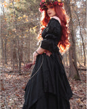 1 x RAW Customer Returns CR ROLECOS Renaissance Dress Victorian Dress Women s Costume Satin High Waist Medieval Black XXL 3XL - RRP €50.4