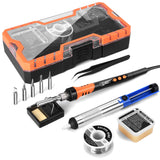 1 x RAW Customer Returns Soldering iron set, 90W LED soldering iron with temperature adjustable 200 -500 , 50G soldering wire, 5 soldering tips, soldering iron stand, ON OFF switch, soldering set for welding repair - RRP €29.46