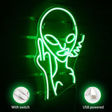 1 x RAW Customer Returns SIGNSHIP Smoking Alien Neon Lights for Wall Decor, USB Decorative Led Signs Novel Green for Home, Kids, Bar, Club, Bedroom, Party - RRP €37.8