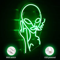 1 x RAW Customer Returns SIGNSHIP Alien Neon Lights for Wall Decoration, USB Decorative Led Neon Sign Novel Green Alien Neon Sign for Home, Children s Room, Bar, Club, Bedroom, Party - RRP €38.63