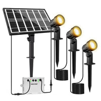 1 x RAW Customer Returns MEIKEE Solar Spotlights for Outdoors 3 Pack 2700K Warm White Solar Lamps for Outdoors 5000MAH IP66 Waterproof 3 Brightness 2 Modes Solar Garden Light Garden Lawn Patio - RRP €29.23