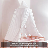 1 x RAW Customer Returns Lace border canopy bed canopy mosquito net made of lace, insect protection children princess play tents decoration for the children s room mer, height 250cm, color white - RRP €43.99