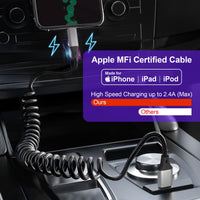 1 x RAW Customer Returns Lightning spiral cable Apple Carplay compatible Apple MFi certified Retractable charging cable iphone short with data sync, iphone Carplay cable short for iPhone Pad Pod - RRP €13.7