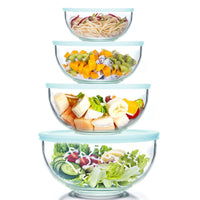 1 x RAW Customer Returns WhiteRhino 4 Piece Glass Bowl with Lid, Glass Mixing Bowl Set 3.5L, 2.0L, 1.0L, 0.5L , Salad Bowl with Lid Large, Oven, Microwave and Dishwasher Safe - RRP €42.99