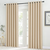 1 x RAW Customer Returns KGORGE Bedroom Curtains for Large Windows Curtains 2-Set 220 x 200 cm HxW Blackout Curtains Living Room Over Curtains with Eyelets, Biscotti Beige - RRP €54.95