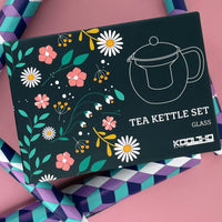 1 x RAW Customer Returns Glass teapot with strainer insert set, glass tea pot 1L strainer stainless steel teaspoon metal coaster in gift box, gift for women men tea lovers, glass teapot tea strainer tea box teapot tea pot - RRP €23.97