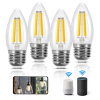 1 x RAW Customer Returns Aigostar Alexa Light Bulb E27 Edison Light Bulb 4.5W 470LM Dimmable Retro Light Bulbs C35 Smart Lamp WiFi Dimmable 2700K-6500K App Control Compatible with Alexa and Google Assistant. Transparent 4 Pack - RRP €31.99