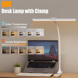 1 x RAW Customer Returns Hokone 9W LED Clamp Desk Lamp with 5 Dimmable Color Modes and 5 Brightness, Timing Function, Touch Control for Work, Study, Home, Office, White - RRP €39.17