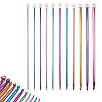 5 x Brand New 11-piece crochet hook set, aluminum Tunisian crochet hooks, multicolor Afghan knitting needle set for beginners and home 27 cm, 2.0 mm to 8.0 mm  - RRP €50.0