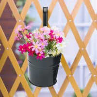 1 x RAW Customer Returns KINGLAKE Hanging flower pots made of metal, black, pack of 10 garden pots for balcony, fence, garden, wall, robust hanging pot with removable hook, 10 x 10 x 8 cm - RRP €21.16