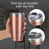 1 x RAW Customer Returns Livole thermal mug 20 oz 600 ml for men, women, car mug, coffee mug to go, stainless steel mug with straw and lid, double-walled vacuum drinking mug, camping mug cup for coffee, rose gold - RRP €16.64