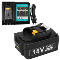 1 x RAW Customer Returns LabTEC 18V 5Ah Replacement Battery for Makita BL1850 with Charger DC18RC 14.4V 18V Battery, Charging Set for Makita BL1815 BL1830 BL1840 194204-5 194205-3 30-4. DC18RA DC18SF - RRP €49.97