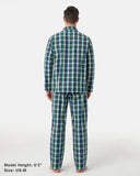 1 x RAW Customer Returns LAPASA Men s Pajama Set 100 Scottish Cotton, T-shirt and Sleeping Pants, Home Pajama Set M103 M Green and Blue - RRP €34.99