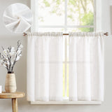 1 x RAW Customer Returns TOPICK panel curtain linen bistro curtain kitchen curtains flax semi-transparent light filtering paired scarves modern panel curtains for living room country house small windows set of 2 65 x 90 cm white - RRP €25.99