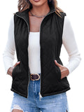 1 x Brand New YBENLOVER Reversible Vest Women s Short Fleece Softshell Quilted Vest Warm Sleeveless Jacket with Zipper Pockets - RRP €30.24