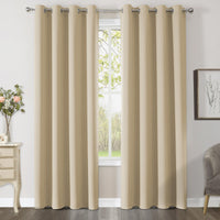 1 x RAW Customer Returns CUCRAF Opaque Curtains with Eyelets Curtains Set of 2 H 225 x W 140 Blackout Curtain Beige Thermal Curtain Heat Protection Thermally Insulated, Eyelet Curtain for Bedroom Living Room - RRP €30.99