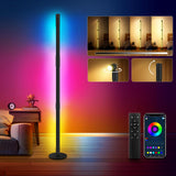 1 x RAW Customer Returns HANDSONIC LED floor lamp, RGBIC floor lamp living room dimmable, 128 cm removable 360 rotatable floor lamp black, floor lamp LED with app, 300 scene modes, music mode floor lamp gaming LED decoration living room - RRP €52.99