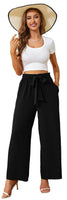 1 x RAW Customer Returns Actcat women s trousers wide loose straight cut palazzo pants high waist stretchy lounge elegant pants with pockets suitable for casual work women s pants summer airy summer pants women loose, black - RRP €32.99