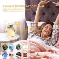 1 x RAW Customer Returns Cadrim daylight alarm clock wake up light light alarm clock radio alarm clock sunrise sunset with dual alarm clock, 7 natural sounds FM radio snooze function for adults children - RRP €30.99