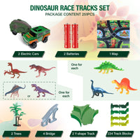 7 x Brand New kizplays 251 Piece Dinosaur Race Tracks for Kids Toys, Flexible Track Set with 6 Dinosaur Models, Make Engineering Gifts for 3, 4, 5, 6 Year Old Boys and Girls - RRP €160.93