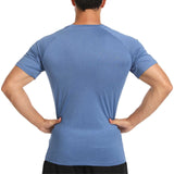 1 x Brand New JustSun Fitness Slim Fit T-Shirt Men s Sports Shirt Men s Short Sleeve Sports Shirt Men Muscle Shirt Bodybuilding Gym Quick Drying Blue XXL - RRP €20.16