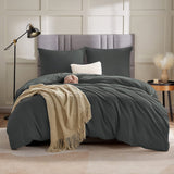 1 x RAW Customer Returns WAVVE bed linen 220x240 3 pieces anthracite - duvet cover 220 x 240 set with pillowcases 65x65 cm, bed linen sets 240x220 made of microfiber with zipper soft and iron-free, gray - RRP €29.99