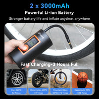 1 x RAW Customer Returns Zethors Mini Portable Air Compressor Electric Bicycle Pump 150 PSI with Auto-off, LED Light, 6000mAh Rechargeable Battery, Tire Inflator for Cars, Bikes, Motorcycles, Balls - RRP €29.47