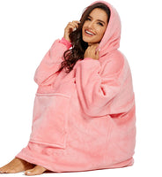 14 x Brand New Vecys Hooded Sweatshirt Blanket Hooded Sweatshirt Blanket Dress Soft Sherpa Flannel Pullover TV Blanket Fleece Plush Soft Warm Sherpa Blanket for Women Men Adults Pink, One Size - RRP €303.52