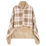 1 x RAW Customer Returns heekpek Large Winter Scarf Women s Shawl Warm Blanket Shawl with Button Plaid Poncho Shawl Fleece Multifunctional Oversized Scarf in 2 Sizes, Khaki 100 140cm  - RRP €22.99