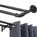 1 x RAW Customer Returns INFLATION Industrial Double Curtain Rods, Matte Black Curtain Rods for Window 74-163cm, 2.5cm Wraparound Double Curtain Rods for Window, Living Room - RRP €39.31