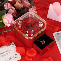 1 x RAW Customer Returns CSYY Eternal Rose, Valentine s Day Gifts for Women Gift Box with Artificial Flowers Love Necklace Guardian Angel Wings Red - RRP €29.75