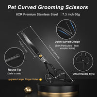 1 x RAW Customer Returns CIICII Dog Scissors, 10-in-1 Professional Grooming Scissors Dog Set with Round Safety Tip Cat Dog Grooming Thinning Scissors Curved Straight Hair Scissors for Grooming Dog Cat Pet Black  - RRP €30.35