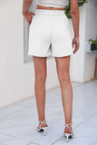 1 x RAW Customer Returns Famulily Women Casual High Rise Bussiness Office Shorts Pleated Beach Summer Suit Shorts White XL - RRP €30.24