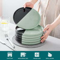 1 x RAW Customer Returns vancasso Aria dinner plate stoneware, dinner plate set 6 people, 20.3 cm plate set, tableware for dishwasher and microwave, pasta plate, breakfast plate, cake plate, green - RRP €25.99