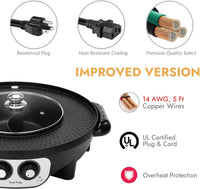 1 x RAW Customer Returns Food Party Hot Pot and Table Grill Electric Hotpot Pot Electric Grill 220V 2200W 2 in 1 Electric Hot Pot Indoor Korean BBQ Grill Thai Barbecue Fondue Raclette XXL for 8 people - RRP €119.99