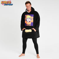 1 x RAW Customer Returns Naruto Hoodie Blanket Sweatshirt Men - Oversized Fleece Blanket Hoodie One Size Official Gadget Black Multi  - RRP €31.72