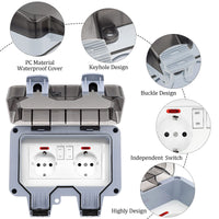 3 x RAW Customer Returns Outdoor socket IP66 waterproof socket with switch indicator light, wall socket damp room surface-mounted protective contact garden socket dustproof weatherproof outdoor socket with hinged lid - RRP €67.65