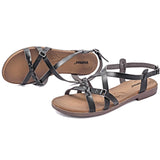 1 x RAW Customer Returns Veittes women s slide sandals - women s leisure sandals with braided cross strap. 2207023, BK MF, 40  - RRP €36.99