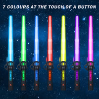 9 x Brand New FGZU Light Up Lightsaber Toy for Kids, RGB 7 Colors Lightsabers with Light and Sound, USB Rechargeable Retractable Lightsaber Toy, Cosplay Toy for Kids Ferrous  - RRP €108.9