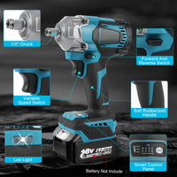 1 x RAW Customer Returns 700Nm Cordless Impact Wrench Compatible with Makita BL1830 BL1840 BL1840B BL1850 BL1850B BL1860B 18V Lithium Battery, 1 2 Inch Brushless Impact Wrench with 6 Sockets Without Battery  - RRP €90.74