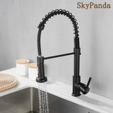 1 x RAW Customer Returns SkyPanda kitchen faucet, matt black kitchen faucet 360 rotatable with pull-down spray head, copper material, mixer tap with dual-function spray head H-matt black  - RRP €46.91