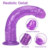 1 x Brand New Realistic dildo, lifelike giant penis made of liquid silicone with strong suction cup for hands-free play, dildo tail with curved shaft and balls for vaginal G-spot purple, 7.5 inches  - RRP €25.2