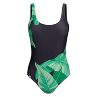 1 x Brand New Dedoles one-piece swimsuit women recycled polyamide swimwear many fun designs orient sea mandala flamingo cherries, color banana leaves, size S - RRP €35.28