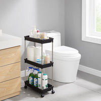 1 x RAW Customer Returns Lifewit 3-Tier Storage Cart, Shelf with Wheels, Slim Space-Saving Trolley for Laundry Kitchen Bathroom Narrow Spaces, 39x20x70cm, Easy to Assemble, Black - RRP €21.08