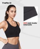 1 x RAW Customer Returns Yvette Sports Bra 5CM Bottom, High Side, Front Zipper, Strong Support, Cross Back, Black, L - RRP €29.23