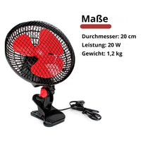 2 x RAW Customer Returns GROWMANIA Oscillating Fan 2 Speeds 20cm 20W Power Electric Fan Black with 3 Red Blades Quiet 360 Degrees - RRP €53.9