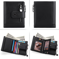 1 x RAW Customer Returns SENDEFN men s leather wallet, men s bifold wallet with RFID protection, portrait wallet with zipper coin compartment - RRP €31.99